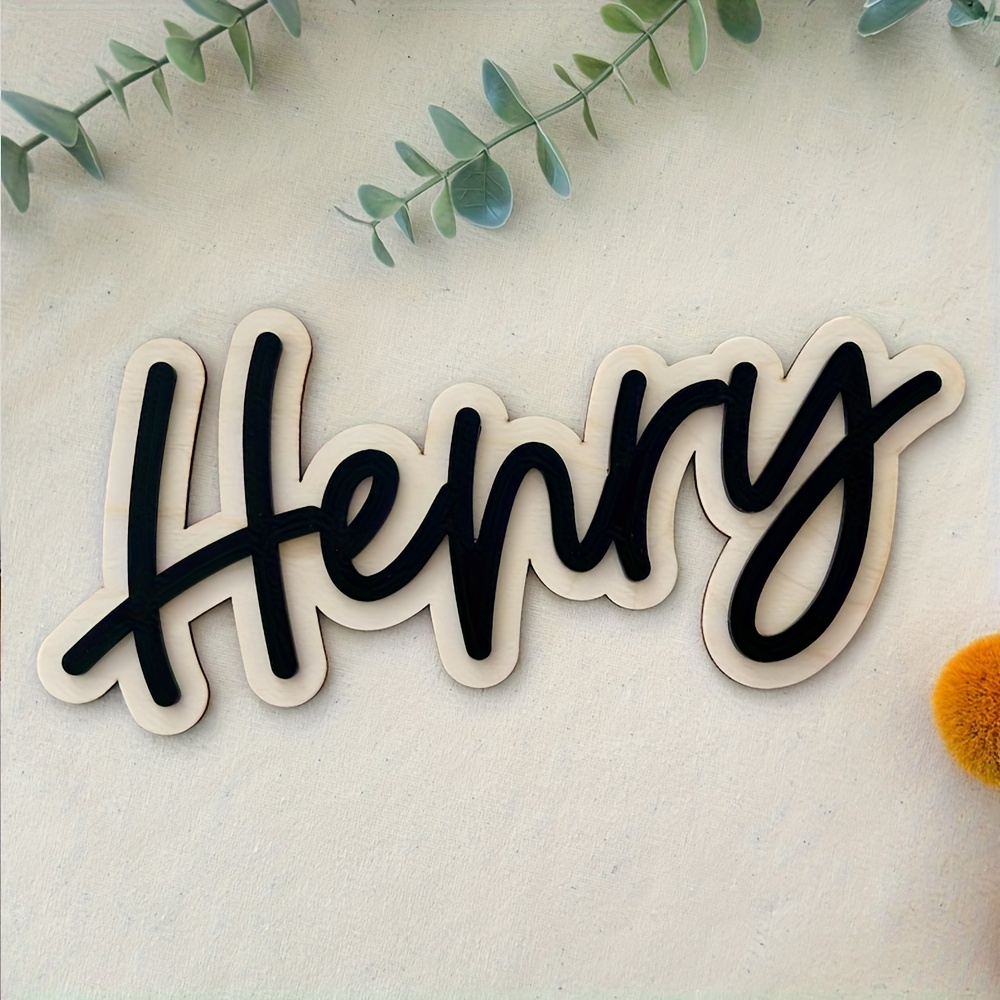 Baby Products Decoration - Personalized Double-Layered Wooden Name Plaque -