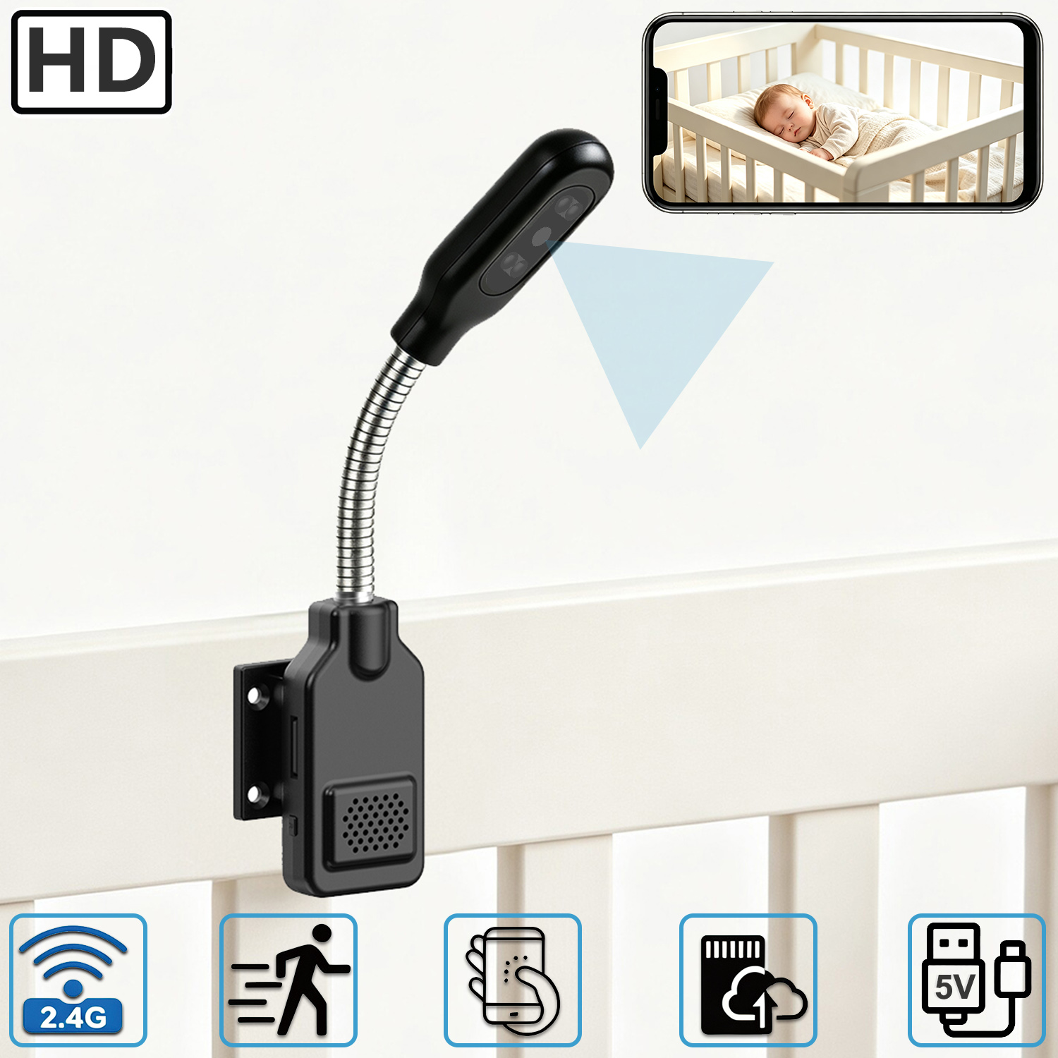 Baby Products Video - Flexible Gooseneck Baby Pet Monitor Camera,