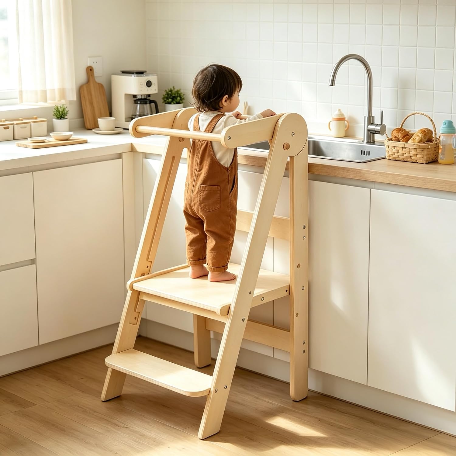 Toddler Learning Tower - Foldable Toddler Tower, Montessori Kitchen Step