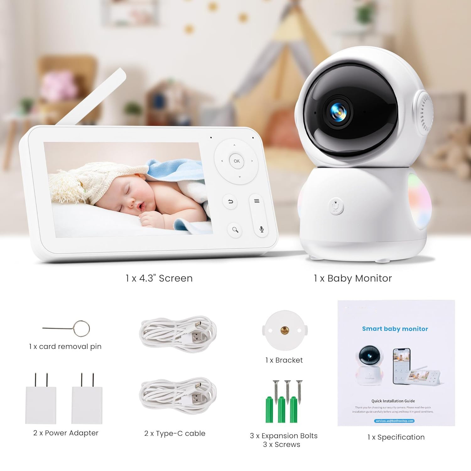 4.3Inch Screen 2MP 1080P Full  - огляд і ціна Wireless Baby Monitor
