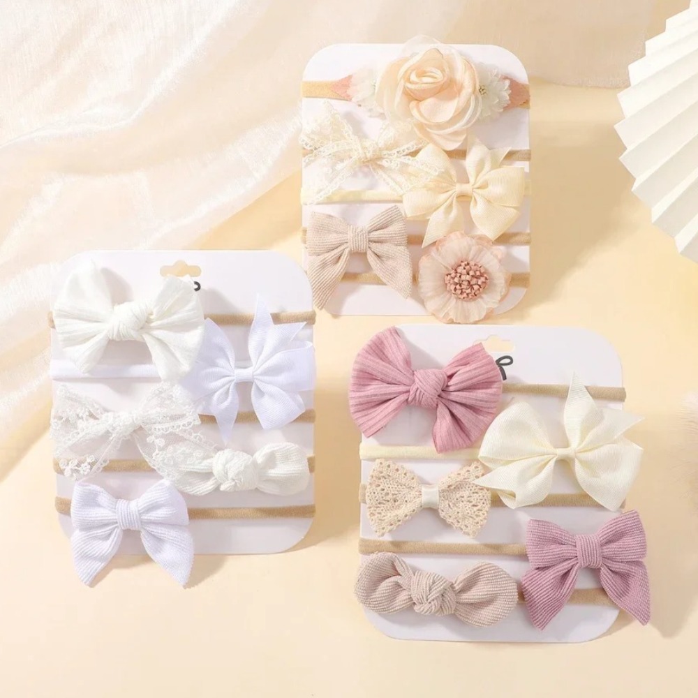 5Pcs Baby Flower Lace Bow Head - огляд і ціна Baby Products Set