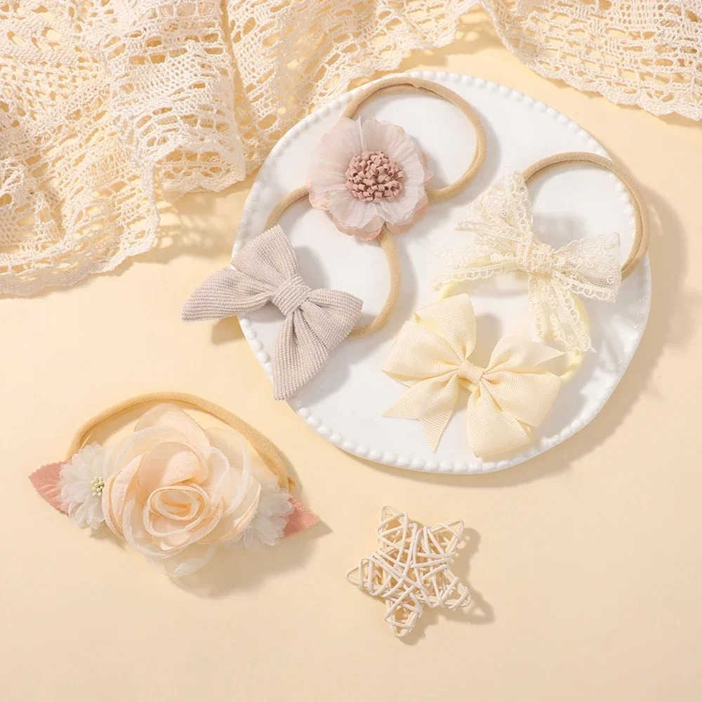 5Pcs Baby Flower Lace Bow Head - огляд і ціна Baby Products Set