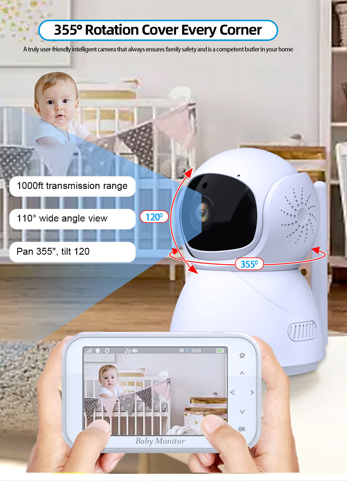 720P Wireless PTZ Baby Monitor - огляд і ціна Wireless Baby Monitor